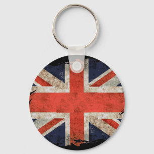 Aged shredded Union Jack Keychain