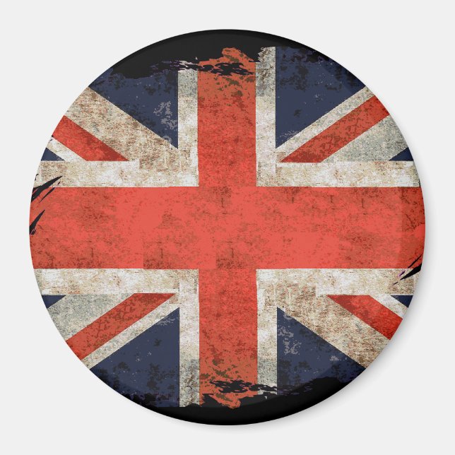 Aged shredded Union Jack Magnet (Front)