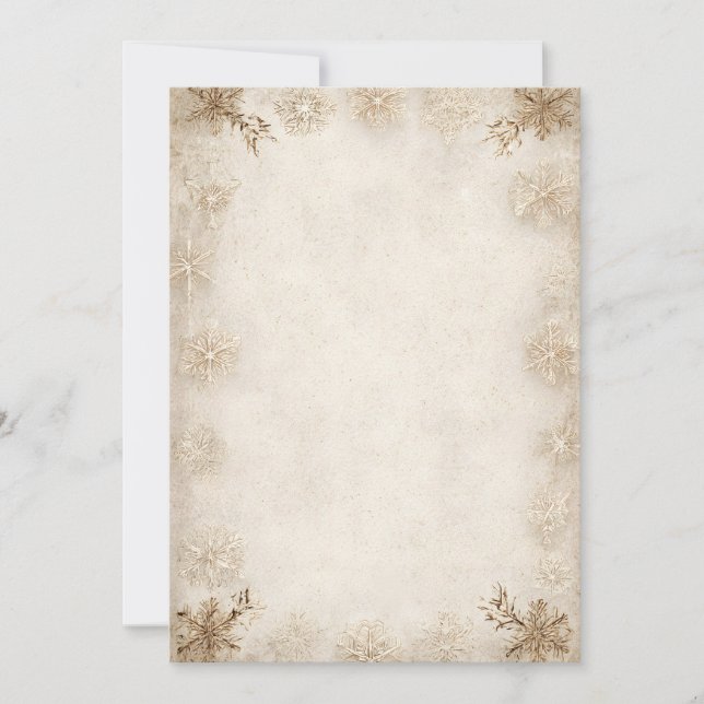 Aged Snowy Border Invitation Background | Vintage  (Front)