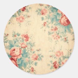 Aged Splendours, Peach Shabby Chic Classic Round Sticker
