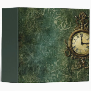 Aged Steampunk Mechanical Clockwork on Green Binder