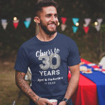 Aged to Perfection 30th Birthday T-Shirt<br><div class="desc">Custom blue and silver thirtieth birthday t-shirt featuring thirty silver hellium balloons,  the saying "cheers to 30 years",  "aged to perfection",  and the date.</div>