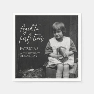 Aged to Perfection 60th Birthday Party Full Photo Napkin