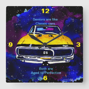 Aged to Perfection Art Classic Car Square Wall Clock