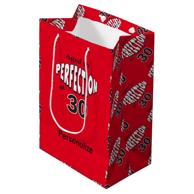 Aged to Perfection at 30 | 30th Birthday Medium Gift Bag (Front Angled)