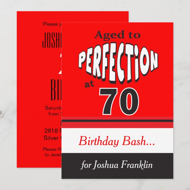 Aged to Perfection at 70 | 70th Birthday Invitation (Front/Back)