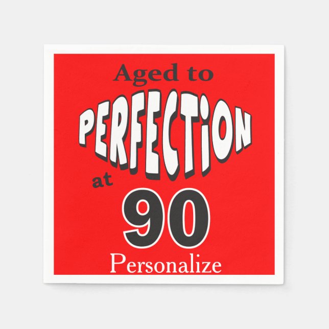 Aged to Perfection at 90 | 90th Birthday Napkin (Front)