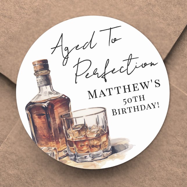 Aged To Perfection Birthday Classic Round Sticker (Aged To Perfection Birthday Classic Round Sticker )