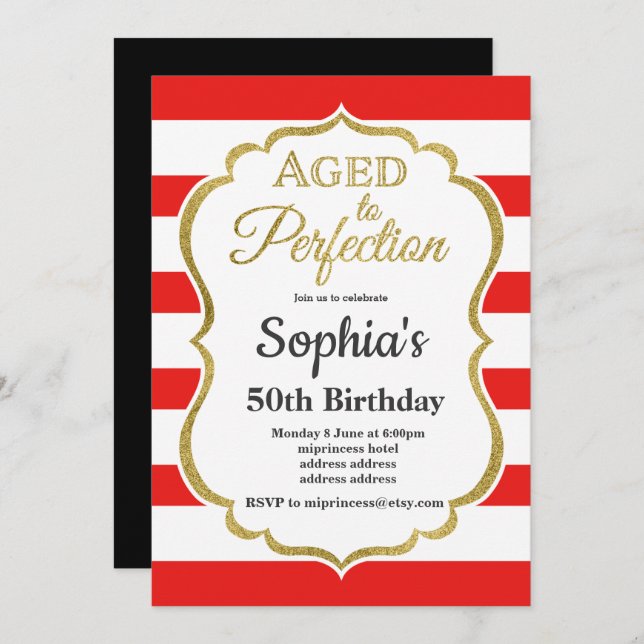 aged to perfection birthday invitation (Front/Back)