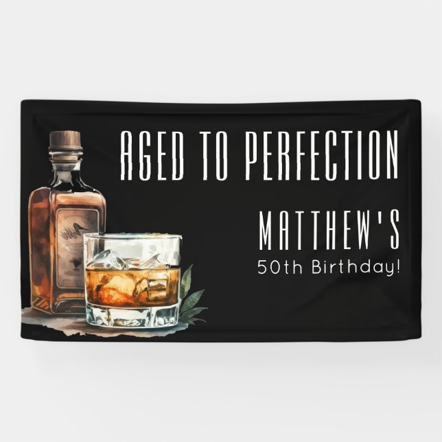 Aged To Perfection Birthday Party Banner (Horizontal)