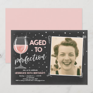 Aged to Perfection Birthday Wine Adult Birthday Invitation