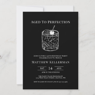 Aged To Perfection Black Birthday Party Invitation