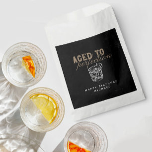Aged to Perfection Black Vintage Birthday Party Favour Bag