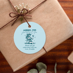 Aged to Perfection Blue Cowgirl Birthday Thank You Favour Tags