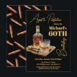 Aged to Perfection Bourbon Cigar Birthday Invitation<br><div class="desc">Watercolor bouron or whiskey Cigar Birthday Party. Features glasses bourbon or whiskey on the rocks, cigars on a gold tray and a black background with gold coloured fonts. Great for a manly men's milestone birthday. To make more changes go to Personalize this template. On the bottom you’ll see “Want to...</div>