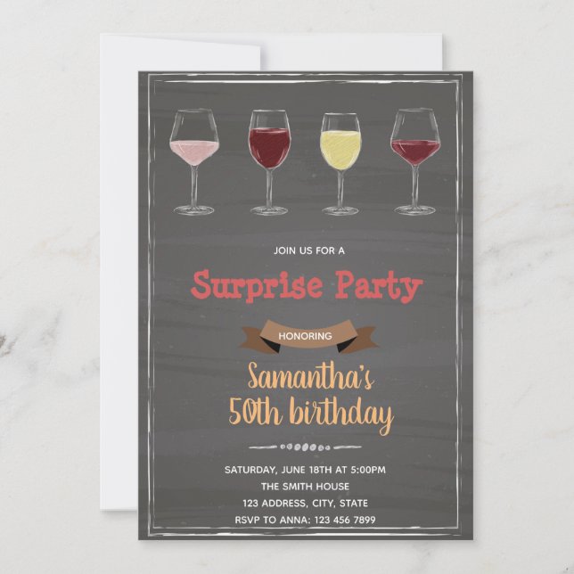 Aged to perfection chalkboard wine invitation (Front)