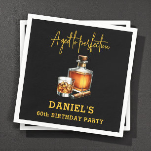 Aged to Perfection Cigar Whiskey 60th Birthday Napkin