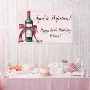 Aged to Perfection Customizable Wine Birthday Banner