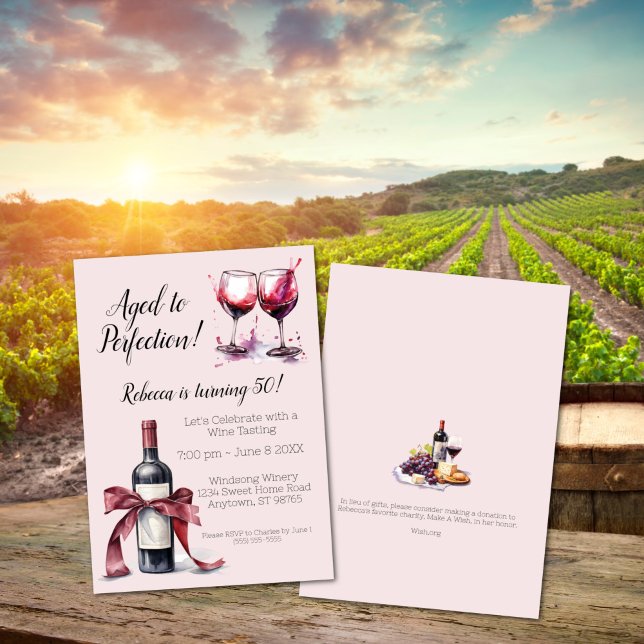 Aged to Perfection Customizable Wine Birthday Invitation (Front and Back)