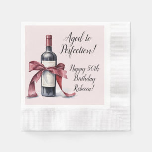 Aged to Perfection Customizable Wine Birthday Napkin