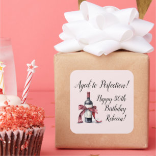 Aged to Perfection Customizable Wine Birthday Square Sticker