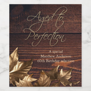Aged to Perfection Dark Wood Birthday Wine Label