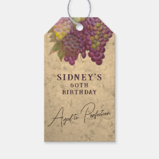 Aged to Perfection Elegant Wine Theme Party Gift Tags