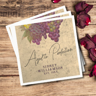 Aged to Perfection Elegant Wine Theme Party Napkin