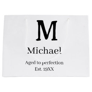 Aged to perfection est. 19XX monogram name letter  Large Gift Bag