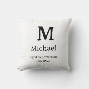 Aged to perfection est. 19XX monogram name letter Throw Pillow