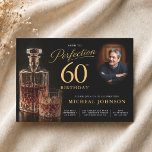 Aged to Perfection Gold Black Photo 60th Birthday Invitation<br><div class="desc">Celebrate a milestone in refined style with this “Aged to Perfection” 60th birthday design featuring a rich whiskey-inspired background, elegant gold typography, and space to add a personal photo. Perfect for honouring a life well lived, this sophisticated design blends warmth, masculinity, and a timeless luxury feel. The customizable photo area...</div>