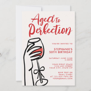 Aged To Perfection Hand Drawn Wine 50th Birthday Invitation