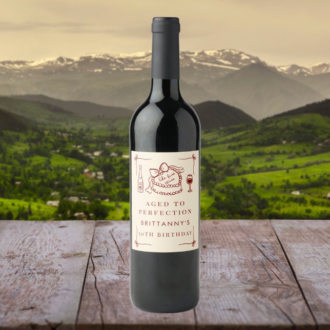 Aged To Perfection Like Fine Wine Birthday Party Label (Creator Uploaded)