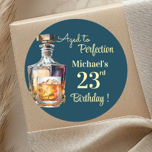 Aged to Perfection Men 23rd Whiskey Birthday Classic Round Sticker