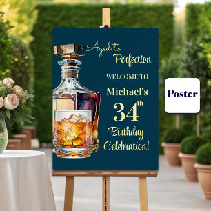 Aged to Perfection Men 34th Whiskey Birthday Poster