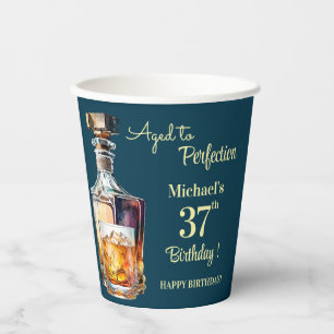 Aged to Perfection Men 37th Whiskey Birthday Paper Cups