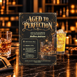 Aged to Perfection Men 40th Whiskey Birthday Invitation