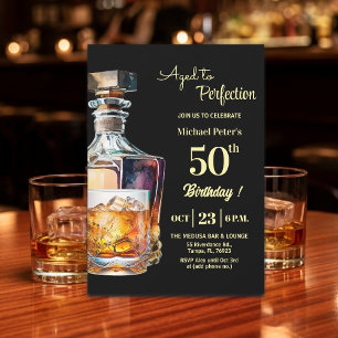 Aged to Perfection Men 50th Whiskey Birthday  Invitation