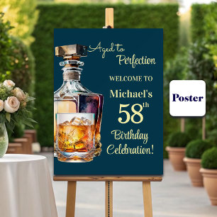 Aged to Perfection Men 58th Whiskey Birthday Poster