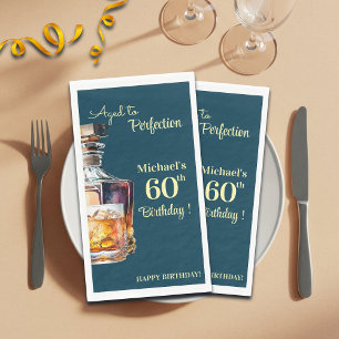 Aged to Perfection Men 60th Whiskey Birthday Napkin