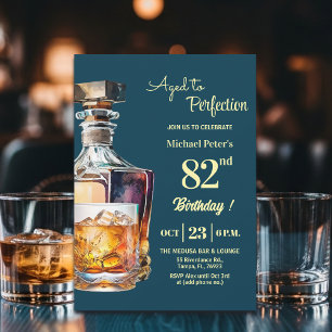 Aged to Perfection Men 82nd Whiskey Birthday  Invitation