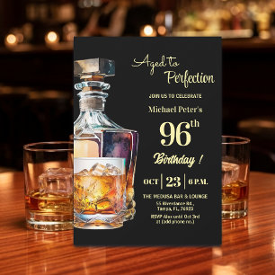 Aged to Perfection Men 96th Whiskey Birthday Invitation