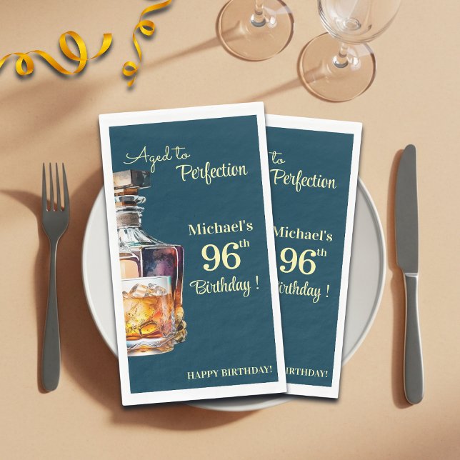 Aged to Perfection Men 96th Whiskey Birthday Napkin (Creator Uploaded)