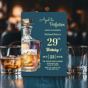Aged to Perfection Men's 29th Whiskey Birthday Invitation