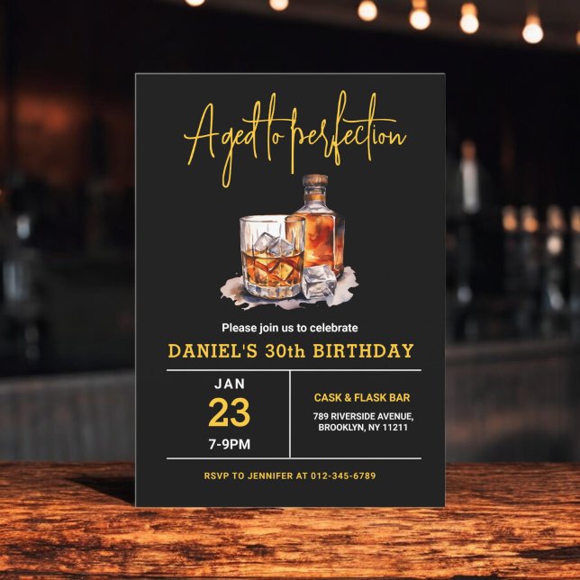 Aged to Perfection Men's 30th Whiskey Birthday  Invitation (Creator Uploaded)