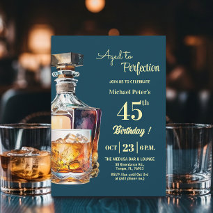 Aged to Perfection Men's 45th Whiskey Birthday  Invitation