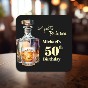 Aged to Perfection Men's 50th Whiskey Birthday  Coaster