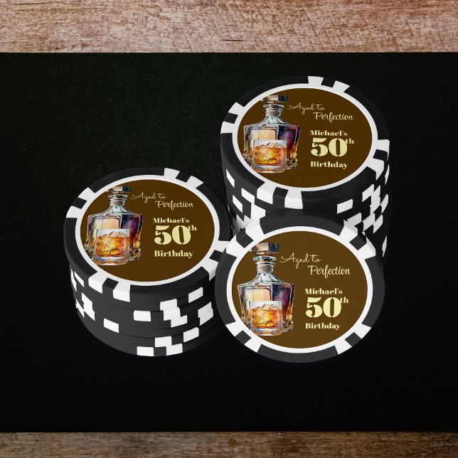Aged to Perfection Men's 50th Whiskey Birthday  Poker Chips (Creator Uploaded)