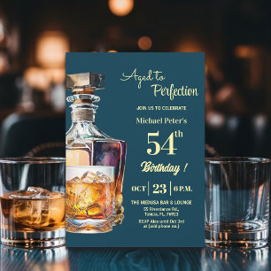 Aged to Perfection Men's 54th Whiskey Birthday  Invitation