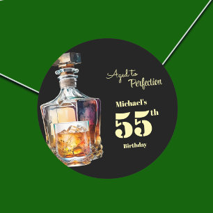 Aged to Perfection Men's 55th Whiskey Birthday Classic Round Sticker